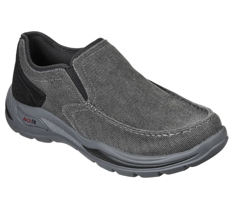 Skechers Herr Svarta Slip On - Arch Fit Motley - Rolens - Sverige (ETSCV-6084)